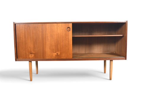 Vintage Arne Hovmand Olsen teak credenza with finished back, 1960s, view 6
