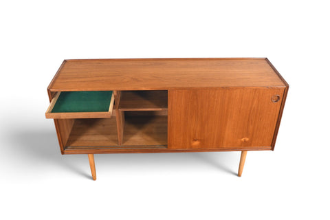 Vintage Arne Hovmand Olsen teak credenza with finished back, 1960s, view 7