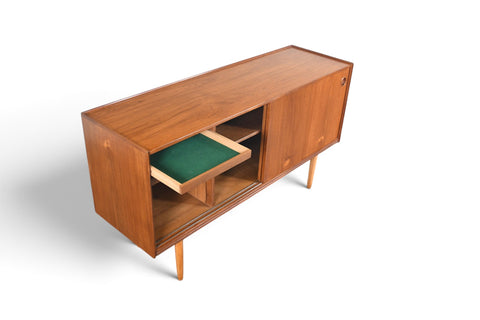 Vintage Arne Hovmand Olsen teak credenza with finished back, 1960s, view 8