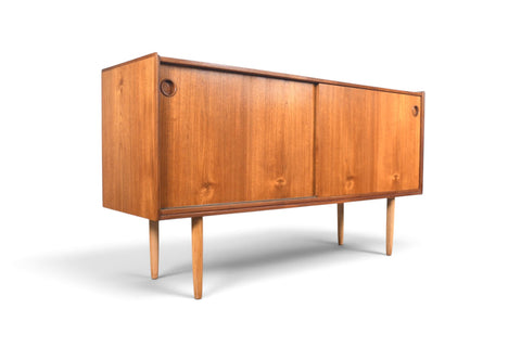 Vintage Arne Hovmand Olsen teak credenza with finished back, 1960s, view 10