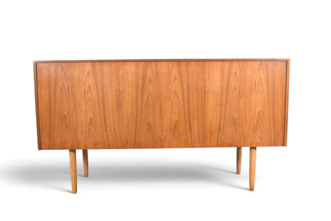 Vintage Arne Hovmand Olsen teak credenza with finished back, 1960s, view 13