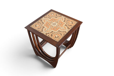 Vintage G Plan Astro teak nesting tables with tile tops by Victor B. Wilkins, 1966, view 1