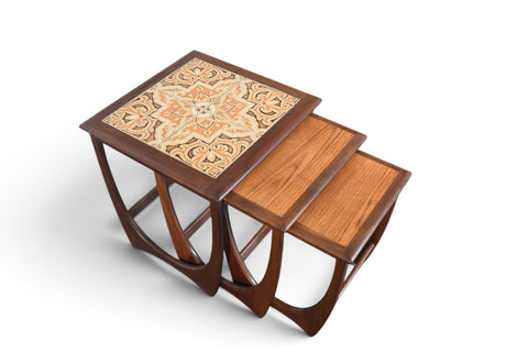 Vintage G Plan Astro teak nesting tables with tile tops by Victor B. Wilkins, 1966, view 4