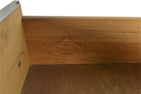 MID CENTURY LOW SIX DRAWER IN WALNUT BY STANLEY LOGO