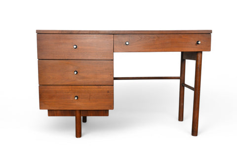 MID CENTURY WALNUT WRITING DESK IN WALNUT BY STANLEY #2 FRONT VIEW