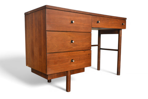 MID CENTURY WALNUT WRITING DESK IN WALNUT BY STANLEY #2 FRONT SIDE VIEW