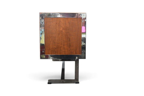 RARE RICHARD ROUND SPACE AGE CREDENZA IN TEAK + CHROME