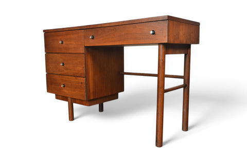 MID CENTURY WALNUT WRITING DESK IN WALNUT BY STANLEY #2