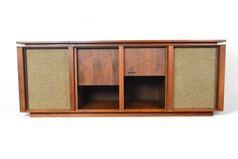 1960s BARZILAY WALNUT TAMBOUR STEREO CONSOLE