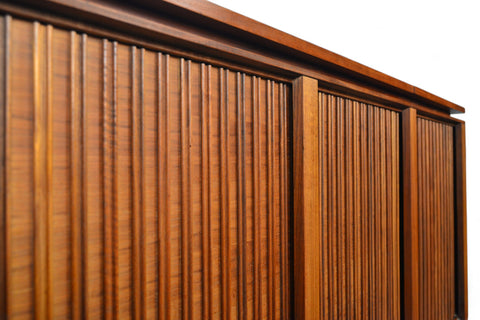 1960s BARZILAY WALNUT TAMBOUR STEREO CONSOLE