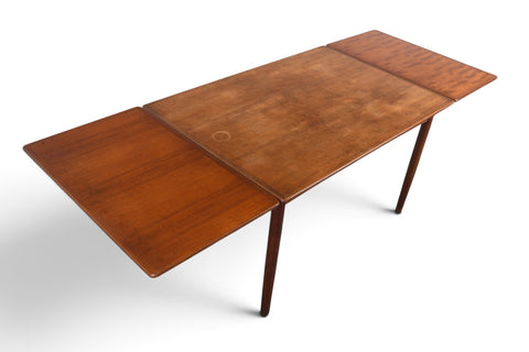 DANISH MODERN DRAW LEAF TEAK DINING TABLE
