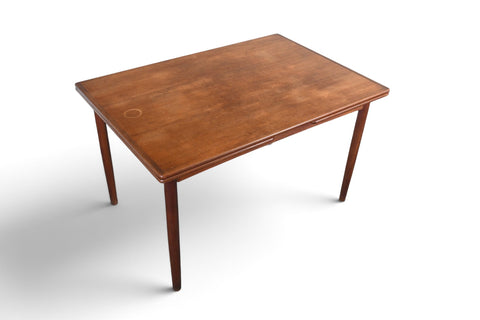 DANISH MODERN DRAW LEAF TEAK DINING TABLE
