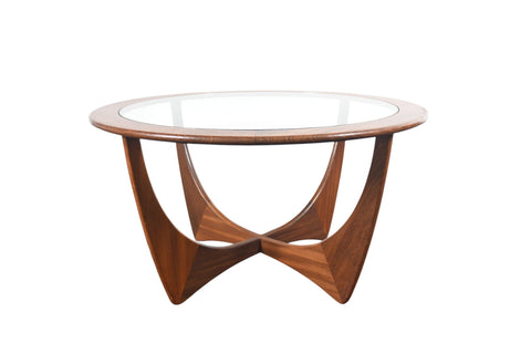 Vintage G Plan Astro round afromosia and glass coffee table by Victor B. Wilkins, 1966, view 3