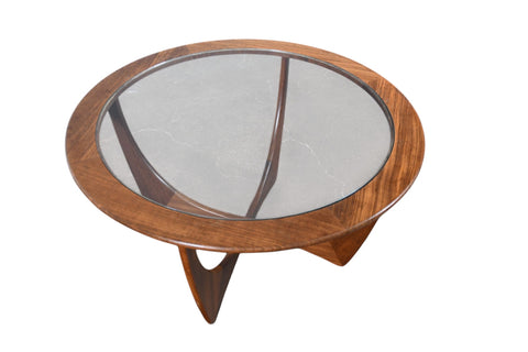 Vintage G Plan Astro round afromosia and glass coffee table by Victor B. Wilkins, 1966, view 6