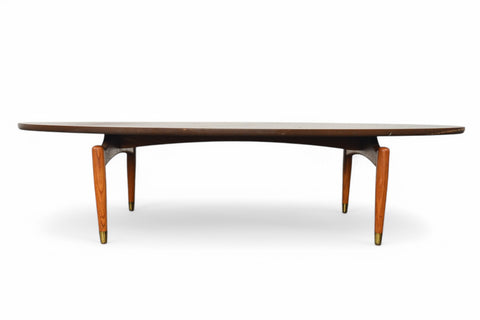 OVAL MID CENTURY COFFEE TABLE FRONT VIEW