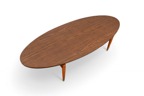 OVAL MID CENTURY COFFEE TABLE TOP VIEW