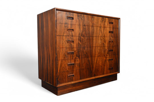 JOHANNES SORTH ROSEWOOD HIGHBOY DRESSER ON PLINTH BASE