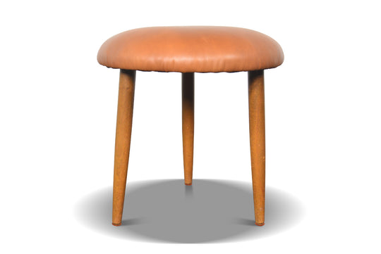 DANISH MODERN TRIPOD OTTOMAN IN COGNAC LEATHER