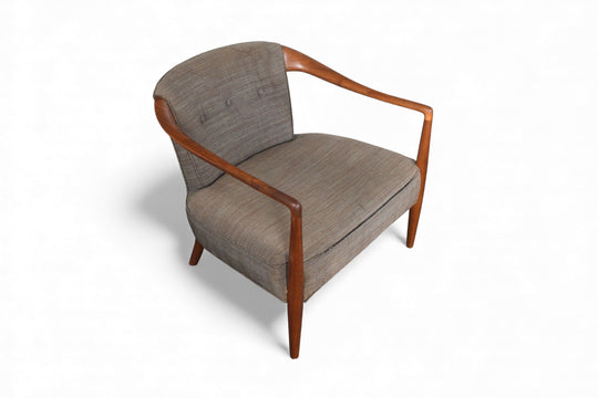 1950s SCULPTURAL MID CENTURY LOUNGE CHAIR IN WALNUT