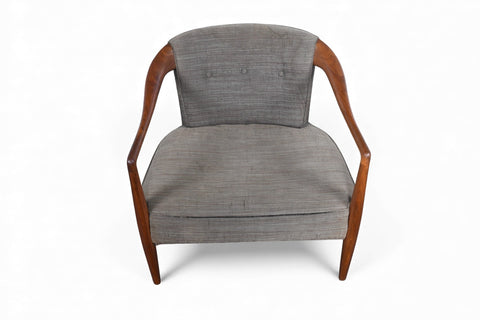 1950s SCULPTURAL MID CENTURY LOUNGE CHAIR IN WALNUT