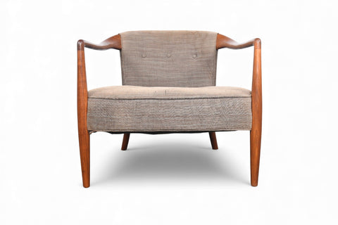 1950s SCULPTURAL MID CENTURY LOUNGE CHAIR IN WALNUT