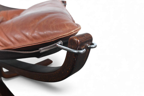 LOWBACK FALCON CHAIR IN COGNAC LEATHER BY SIGURD RESSELL