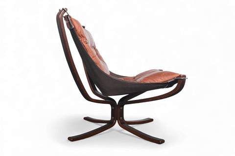 LOWBACK FALCON CHAIR IN COGNAC LEATHER BY SIGURD RESSELL