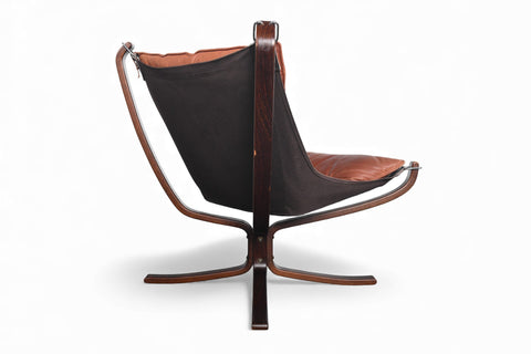LOWBACK FALCON CHAIR IN COGNAC LEATHER BY SIGURD RESSELL