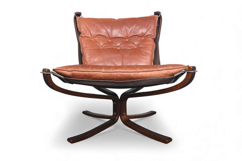 LOWBACK FALCON CHAIR IN COGNAC LEATHER BY SIGURD RESSELL