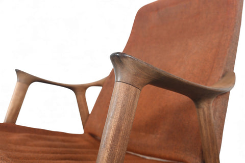 SCULPTURAL INGMAR RELLING TEAK + WOOL ROCKING CHAIR