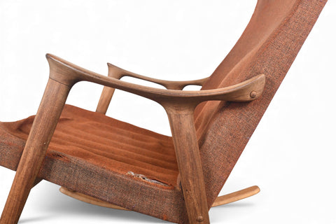 SCULPTURAL INGMAR RELLING TEAK + WOOL ROCKING CHAIR