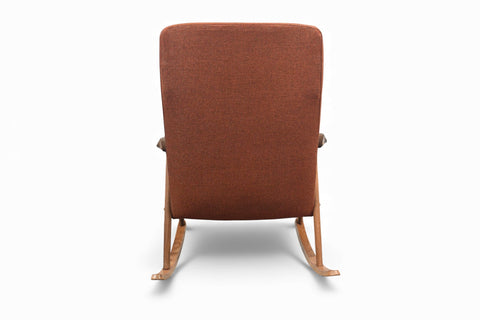 SCULPTURAL INGMAR RELLING TEAK + WOOL ROCKING CHAIR
