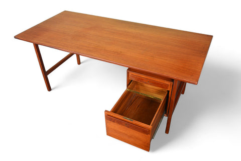 LARGE EXECUTIVE DANISH MODERN DESK IN TEAK