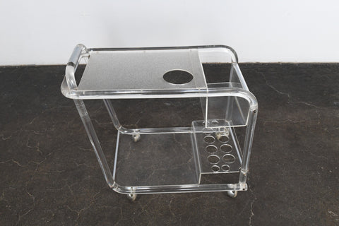1970s LUCITE + CHROME BAR CART