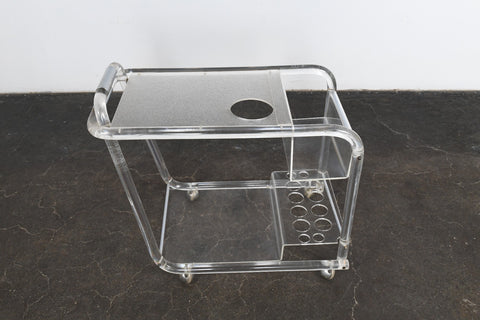 1970s LUCITE + CHROME BAR CART