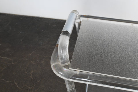 1970s LUCITE + CHROME BAR CART