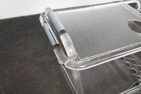 1970s LUCITE + CHROME BAR CART