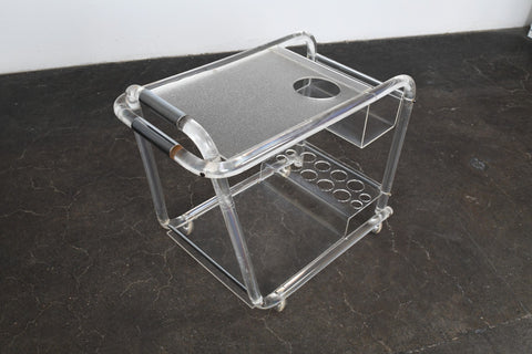 1970s LUCITE + CHROME BAR CART