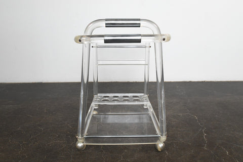 1970s LUCITE + CHROME BAR CART
