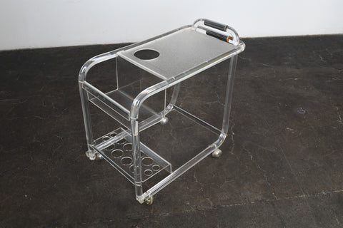 1970s LUCITE + CHROME BAR CART
