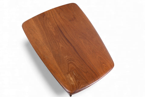 PETER HVIDT SOLID TEAK + CANE SIDE TABLE