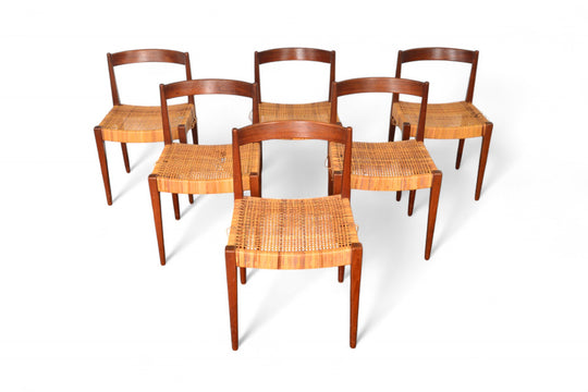 SET OF SIX NANNA DITZEL MODEL 110 DINING CHAIRS IN TEAK + CANE