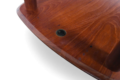 PETER HVIDT SOLID TEAK + CANE SIDE TABLE