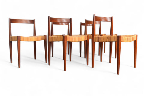 Model 110 teak side chairs with cane weaving, designed by Nanna Ditzel