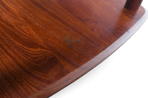 PETER HVIDT SOLID TEAK + CANE SIDE TABLE