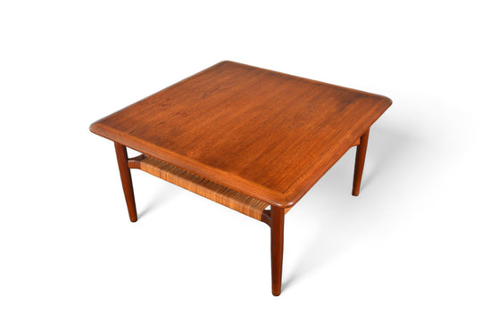 SQUARE TEAK + CANE COFFEE TABLE BY GUNNAR SCHWARTZ