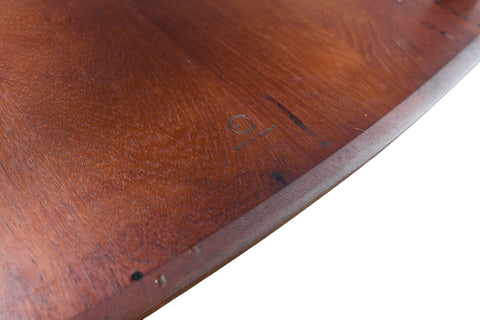 LARGE PETER HVIDT SOLID TEAK + CANE SIDE TABLE