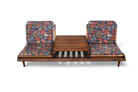 HANS OLSEN "TV 161" MODULAR SOFA IN TEAK + CANE