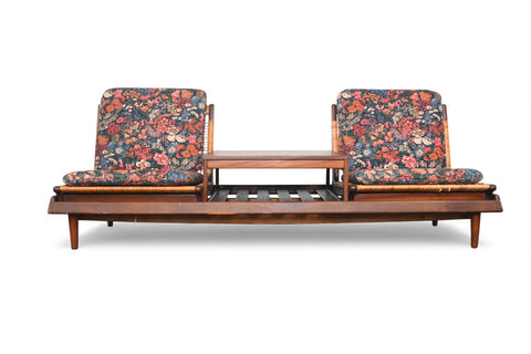 HANS OLSEN "TV 161" MODULAR SOFA IN TEAK + CANE