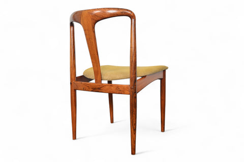 'Juliane' dining chair in rosewood with upholstered seats, designed by Johannes Andersen.